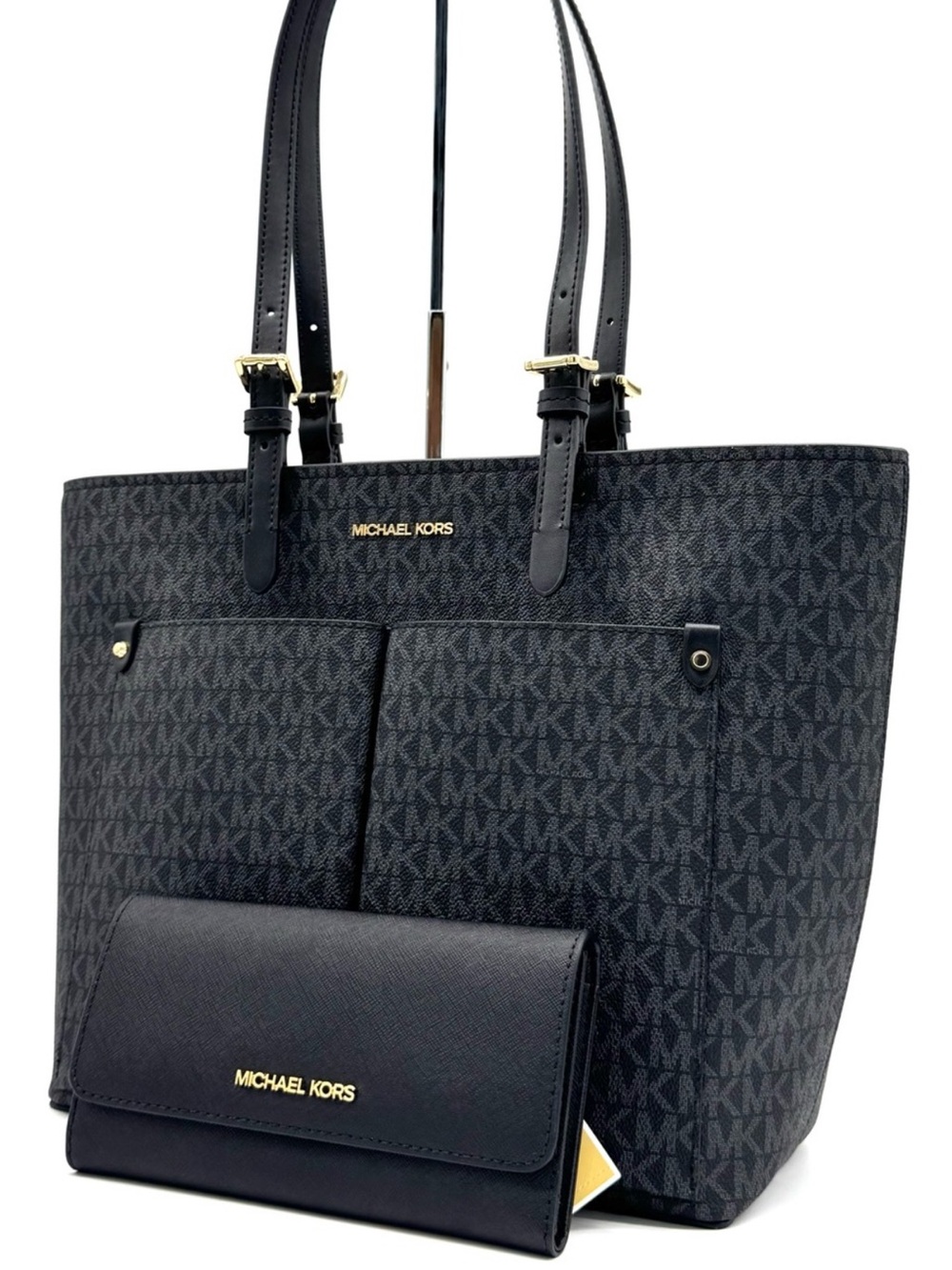 Michael Kors Jet Set Medium Pocket Tote Bag & Matching Trifold Wallet